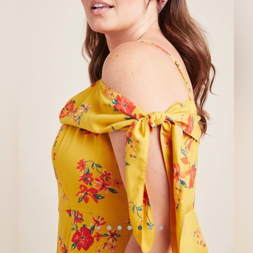 Anthropologie yellow floral jumpsuit EUC - Picture 3 of 5